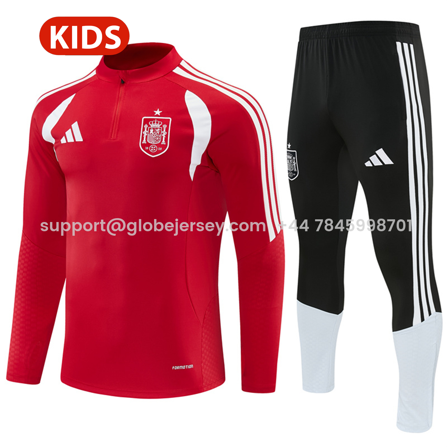 Spain 2026 Kids Long Sleeve Training Set - Red Top & Black Pants