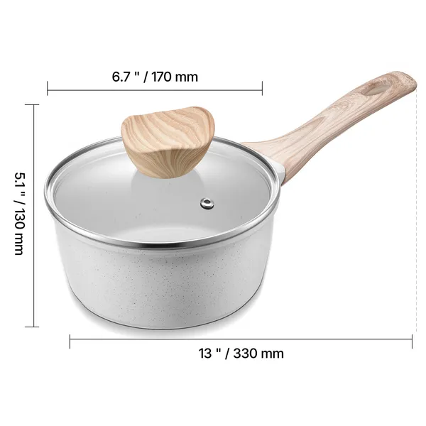 1.5 QT Saucepan Nonstick Saucepan with Tempered Glass
