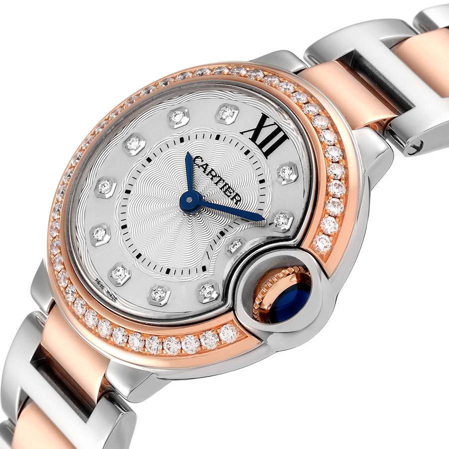 Cartier Ballon Bleu Steel Rose Gold Diamond Ladies Watch W3BB0009