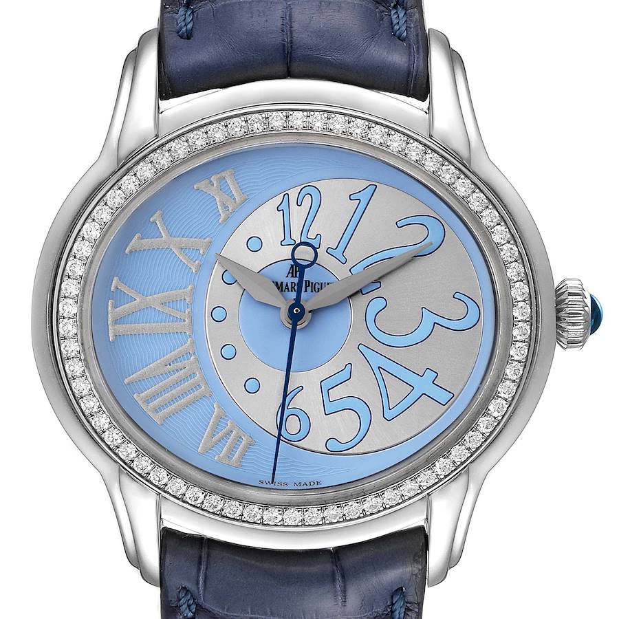 Audemars Piguet Millenary Blue Dial Steel Diamond Ladies Watch 77301ST