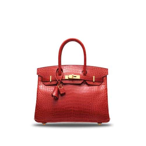 Hermes A Shiny Sanguine Porosus Crocodile Birkin 30 With Gold Hardware Red 30Cm