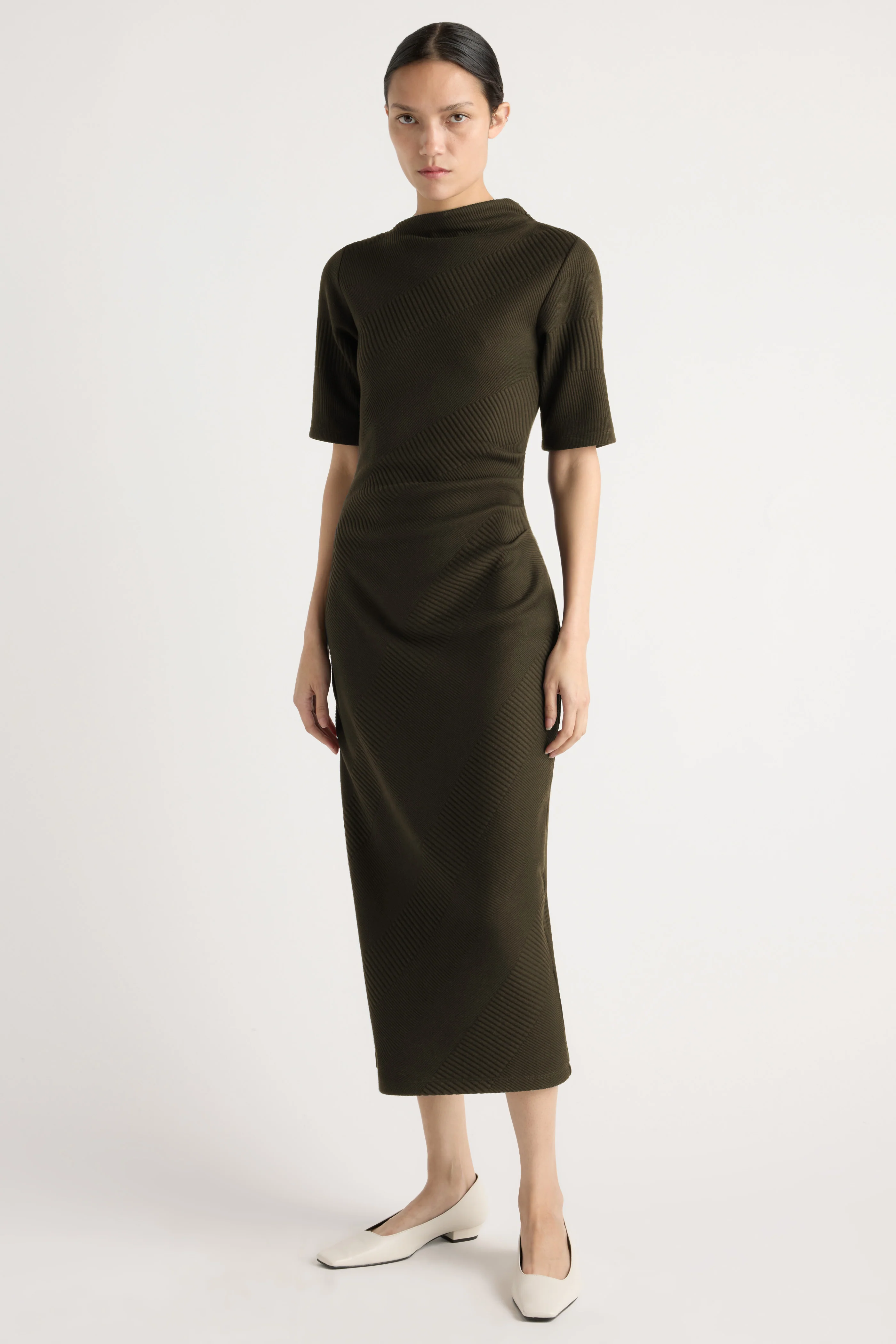 Evie Ribbed-Knit Jersey Dress