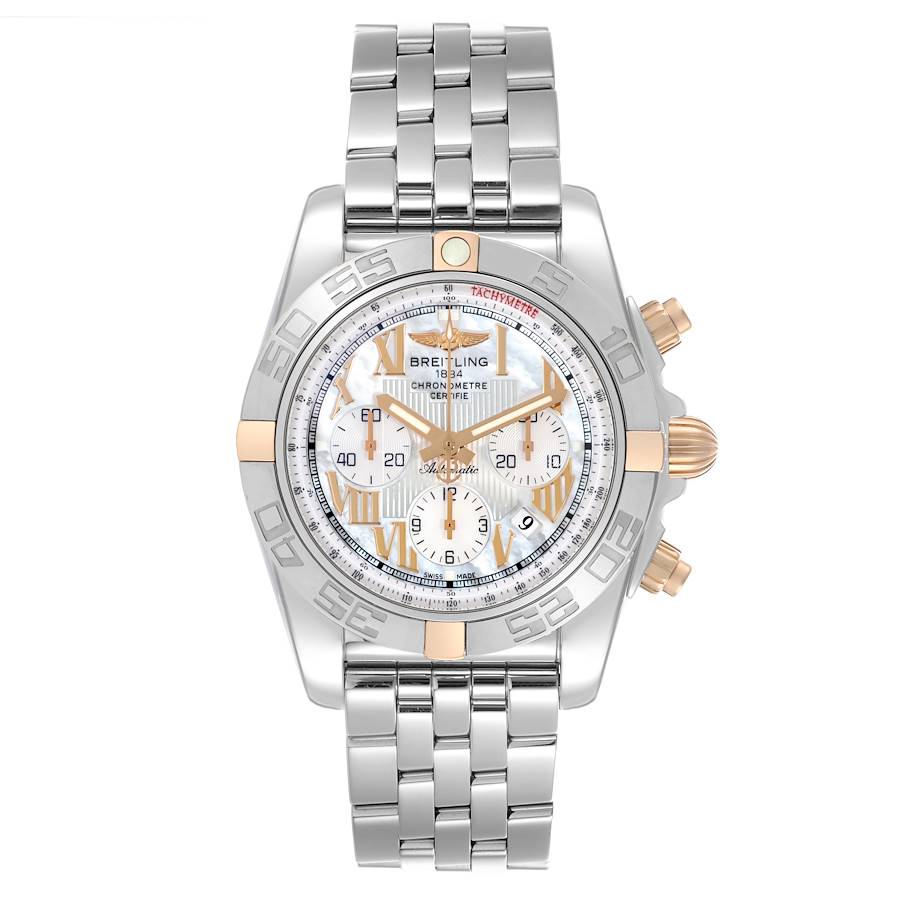 Breitling Chronomat MOP Dial Steel Rose Gold Mens Watch IB0110