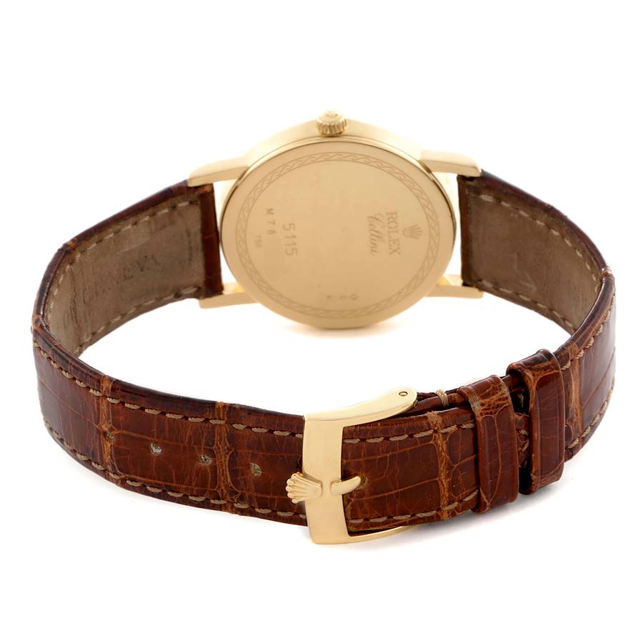 Rolex Cellini Classic Yellow Gold MOP Arabic Dial Mens Watch 5115