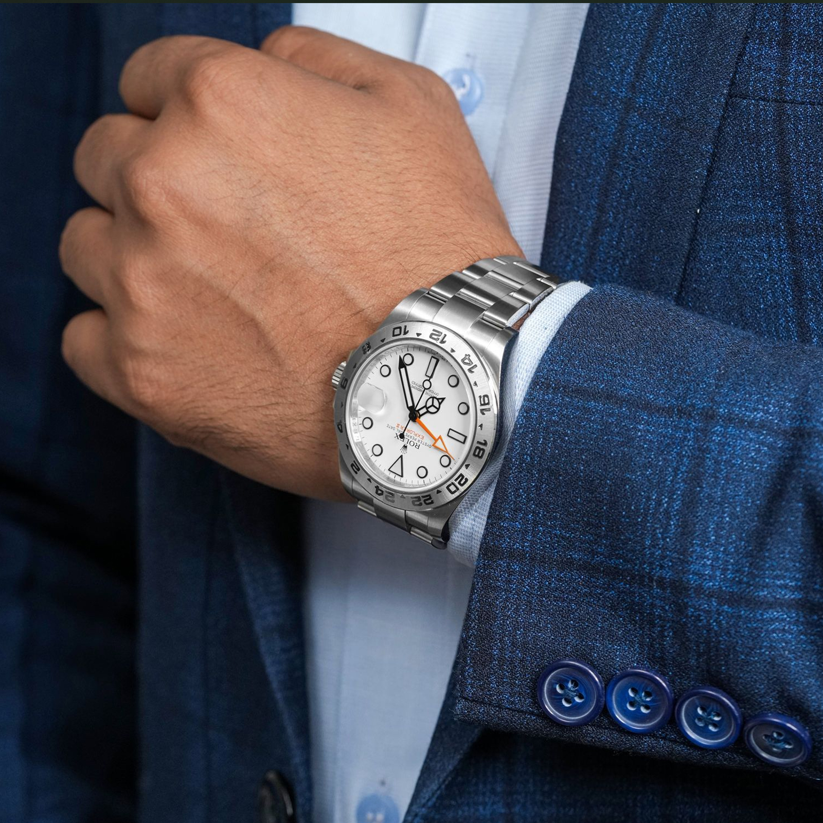 Rolex Explorer II 42 White Dial Orange Hand Mens Watch 216570