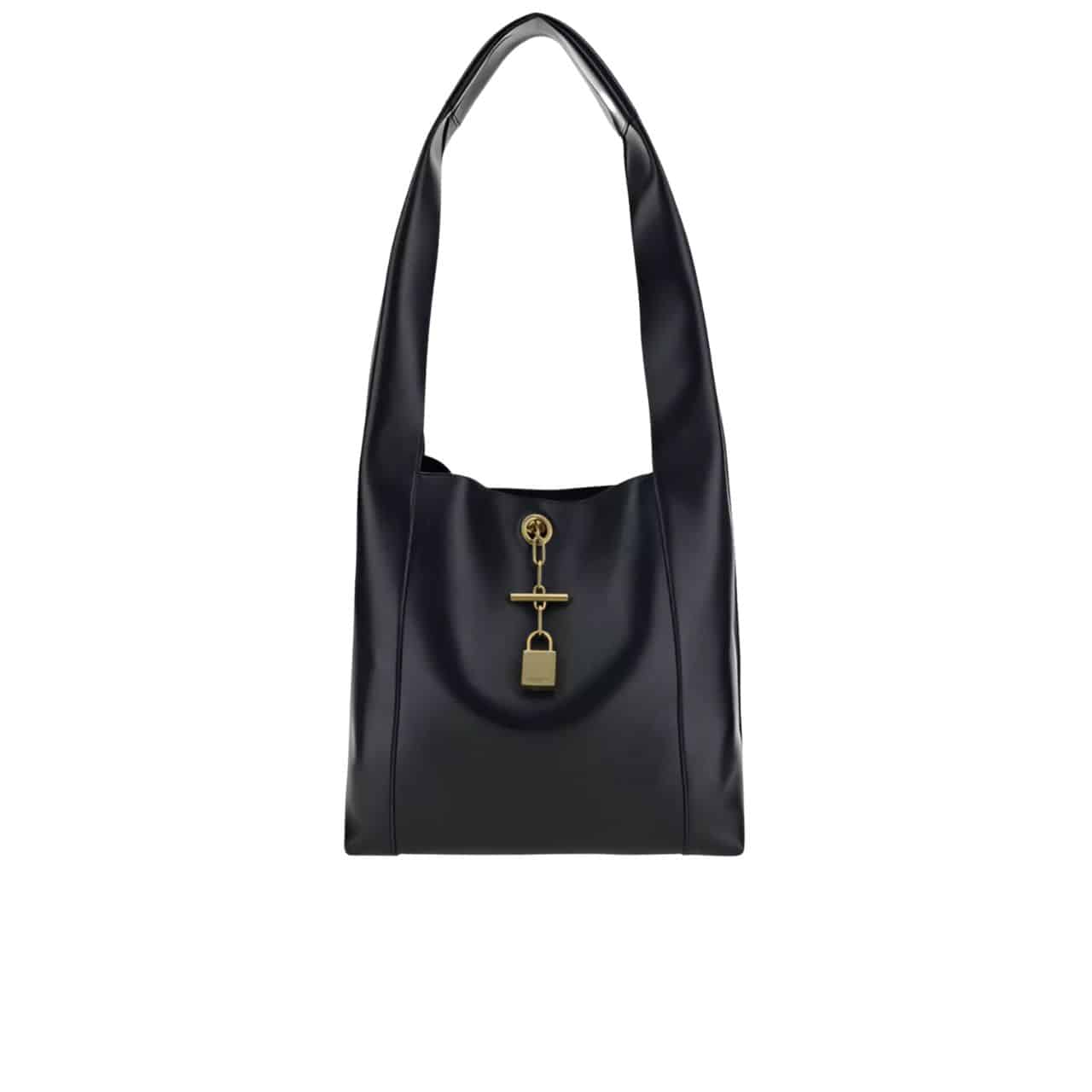 Saint Laurent Leather Shoulder Bag With Padlock Detail Black 27Cm