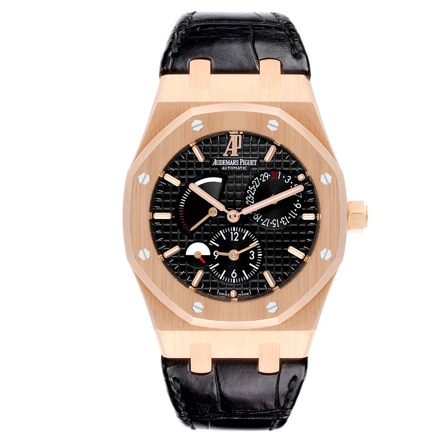 Audemars Piguet Royal Oak Dual Time Rose Gold Mens Watch 26120OR