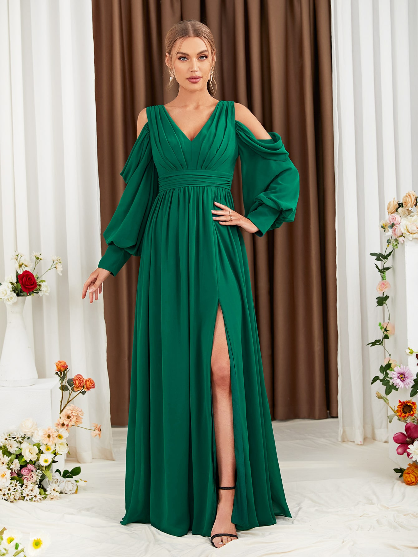 Women Long-Sleeved Formal Party Maxi Dress