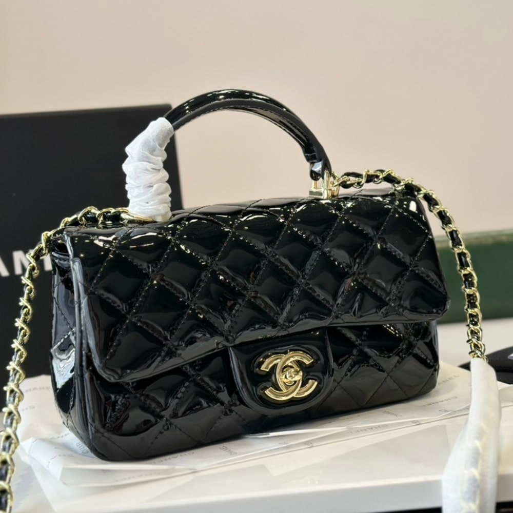Chanel Mini Classic Handbag With Top Handle Black 20cm As2431 B18237 94305