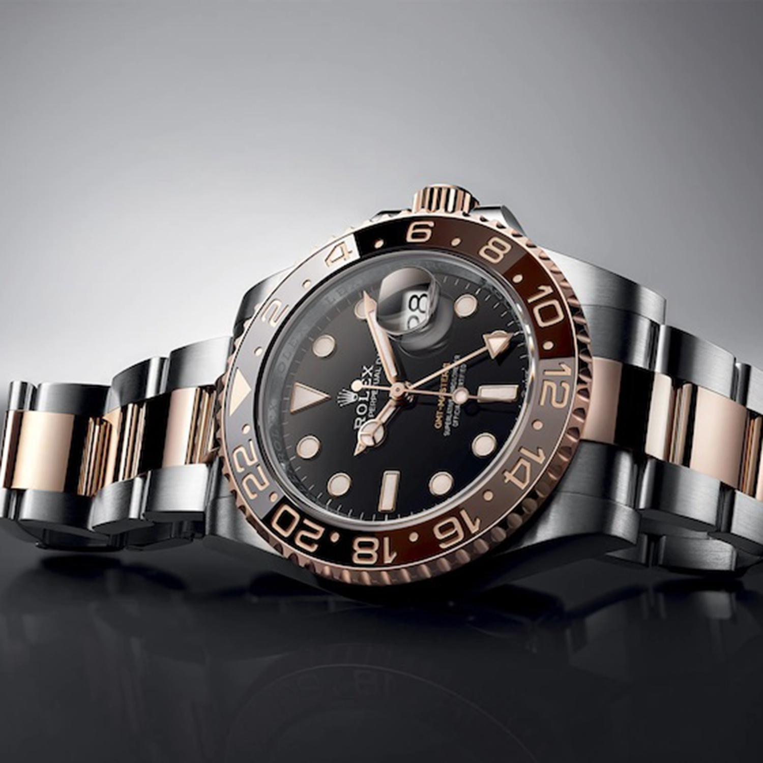 Rolex GMT-Master II Root Beer Two Tone Black Dial Ref 126711chnr-0002