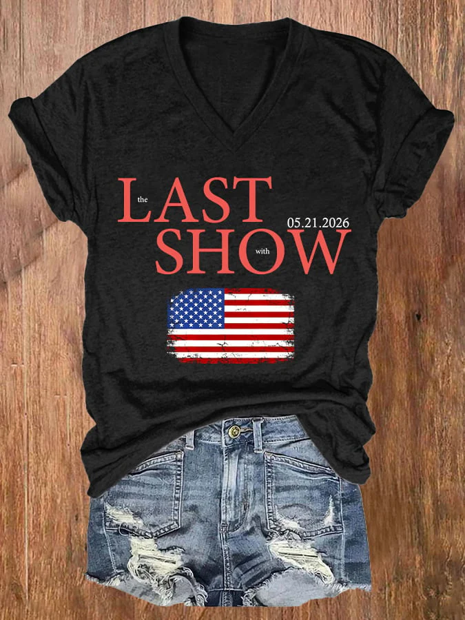 🔥Buy 3 Get 15% Off🔥V-Neck Retro Last Show Print T-Shirt