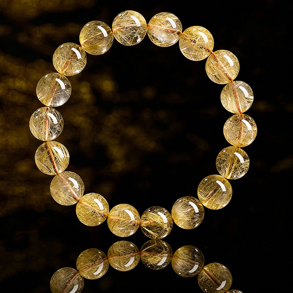 GemVibra Talismanic Gold Rutilated Quartz Abundance Bracelet
