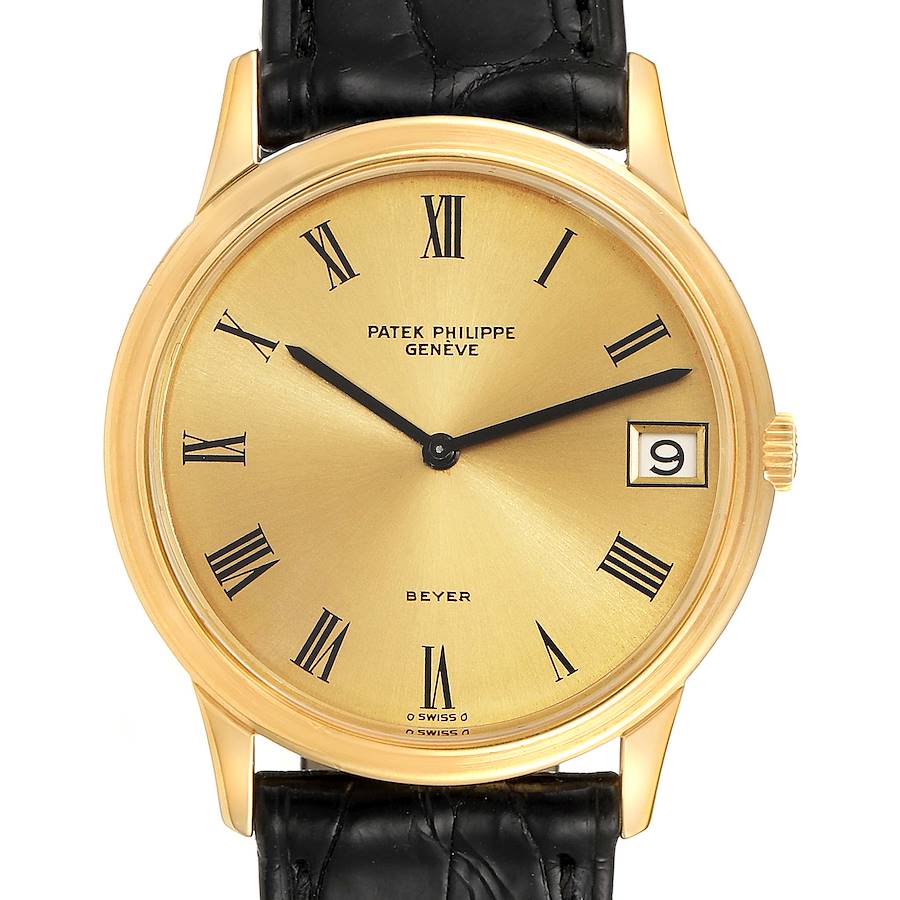 Patek Philippe Calatrava Yellow Gold Roman Dial Mens Vintage Watch 3593