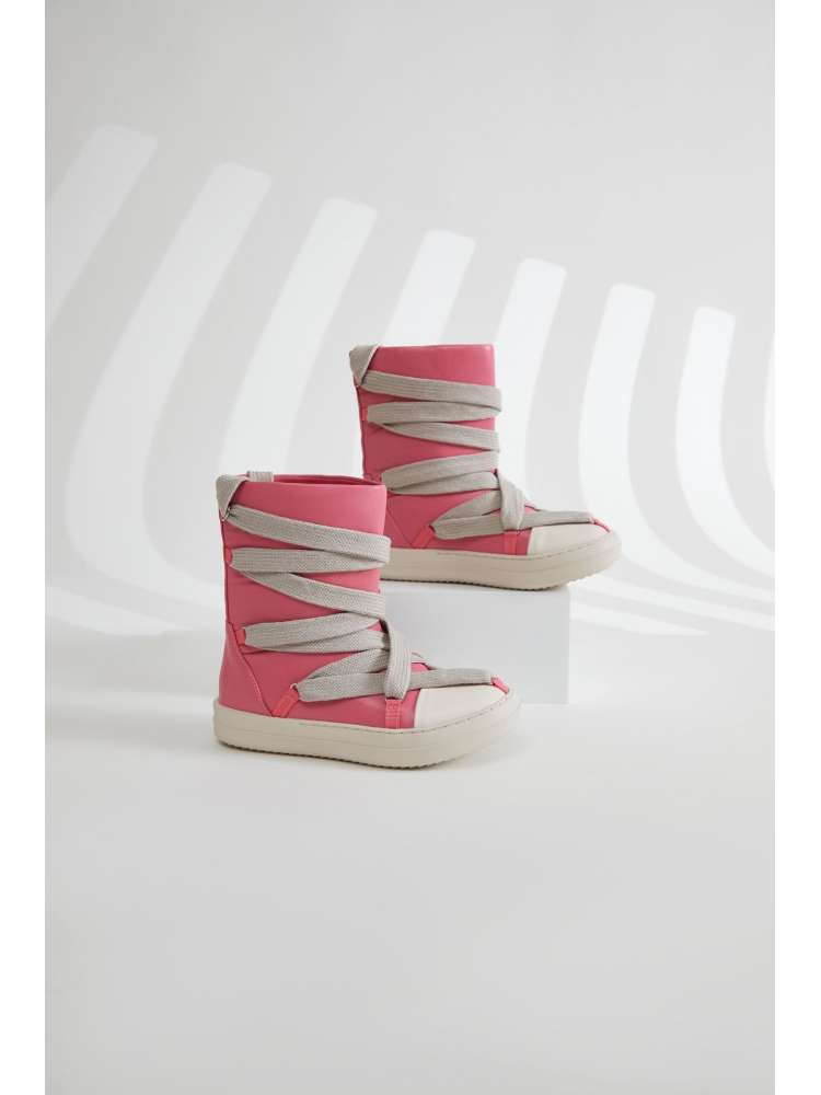 PU Patchwork Round Toe Lace Up Casual Boots