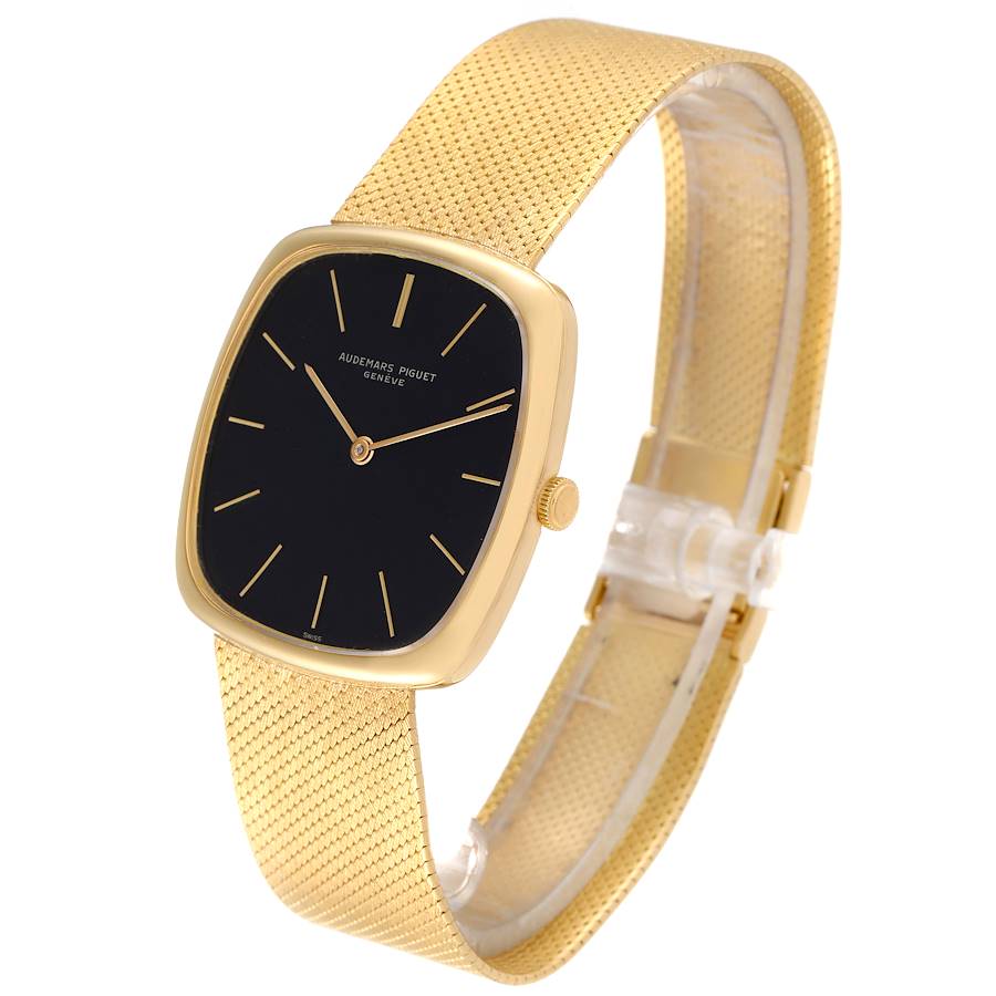 Audemars Piguet Yellow Gold Black Dial Vintage Mens Watch
