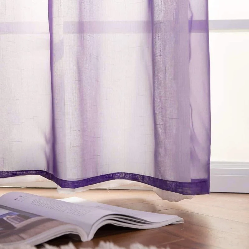 Solid Sheer Curtains Elegant Grommet Window Voile Panels Drapes Treatment 2 Panels