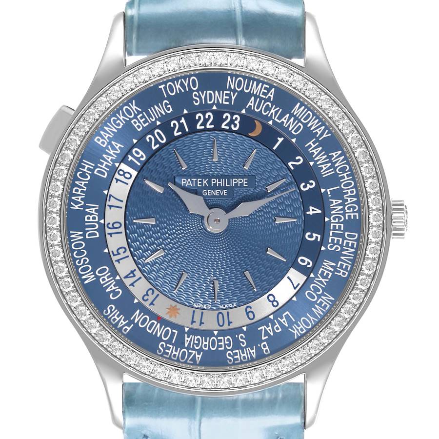 Patek Philippe World Time Complications White Gold Diamond Watch 7130 7130G