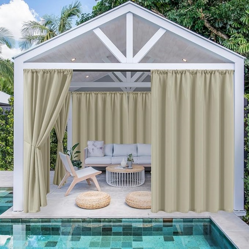 Waterproof Patio Outdoor Curtains with Rod Pocket