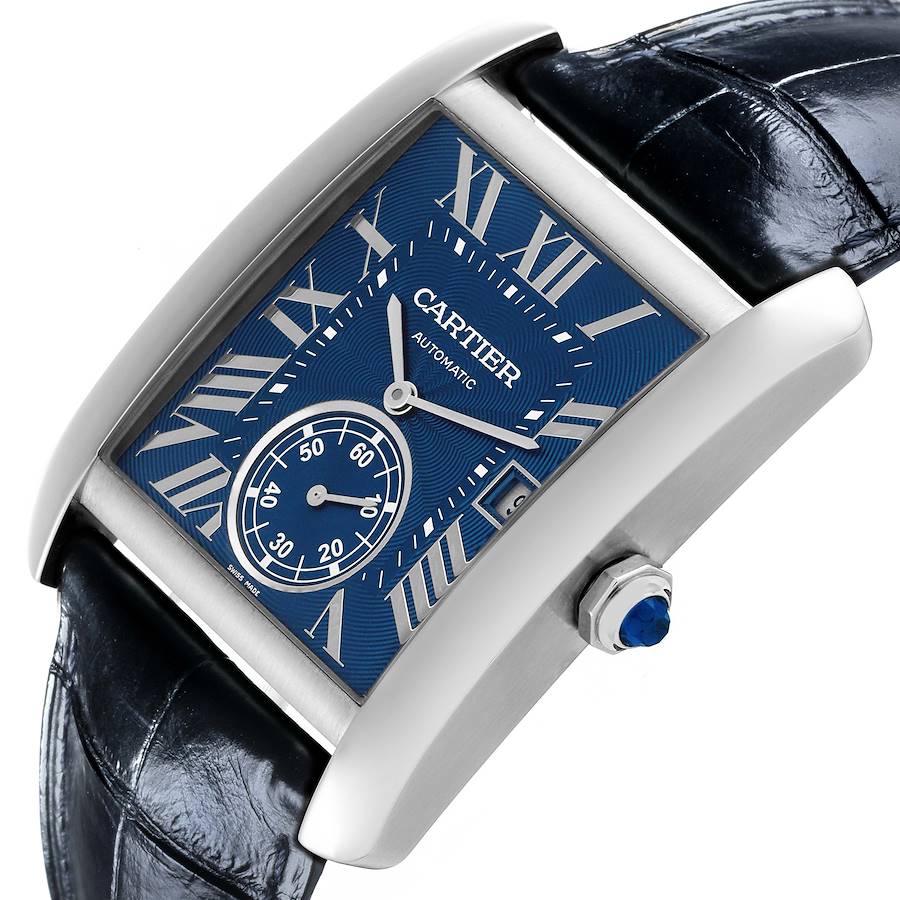 Cartier Tank MC Blue Dial Automatic Steel Mens Watch WSTA0010 Card