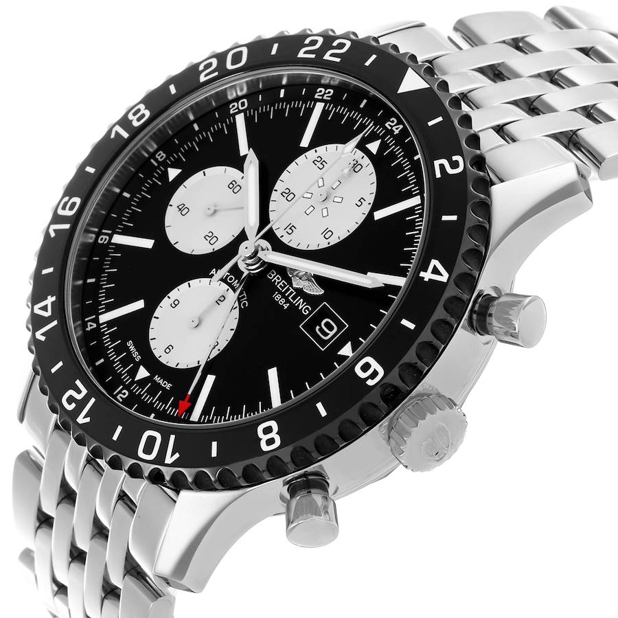 Breitling Chronoliner Black Dial Steel Mens Watch Y24310