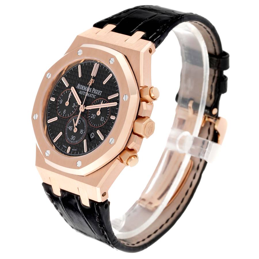 Audemars Piguet Royal Oak Rose Gold Black Dial Mens Watch 26320OR