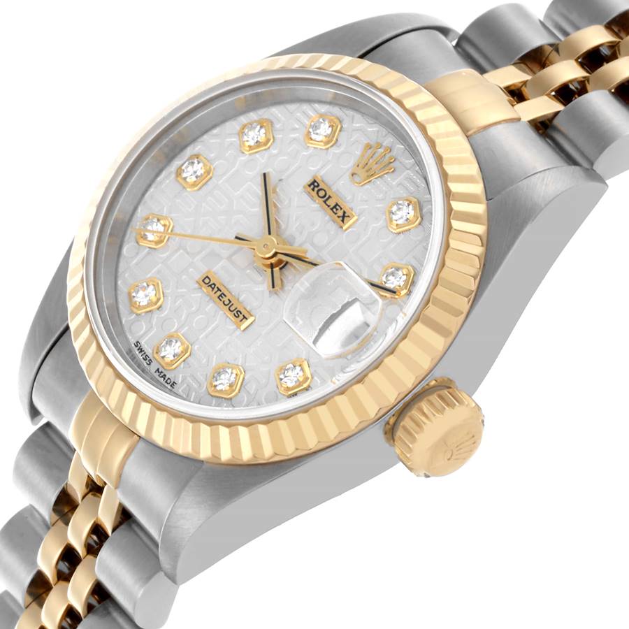Rolex Datejust Silver Diamond Dial Steel Yellow Gold Ladies Watch 69173