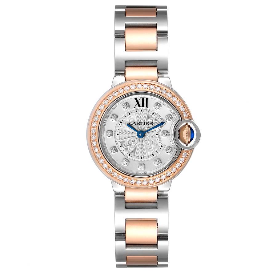 Cartier Ballon Bleu Steel Rose Gold Diamond Ladies Watch W3BB0009
