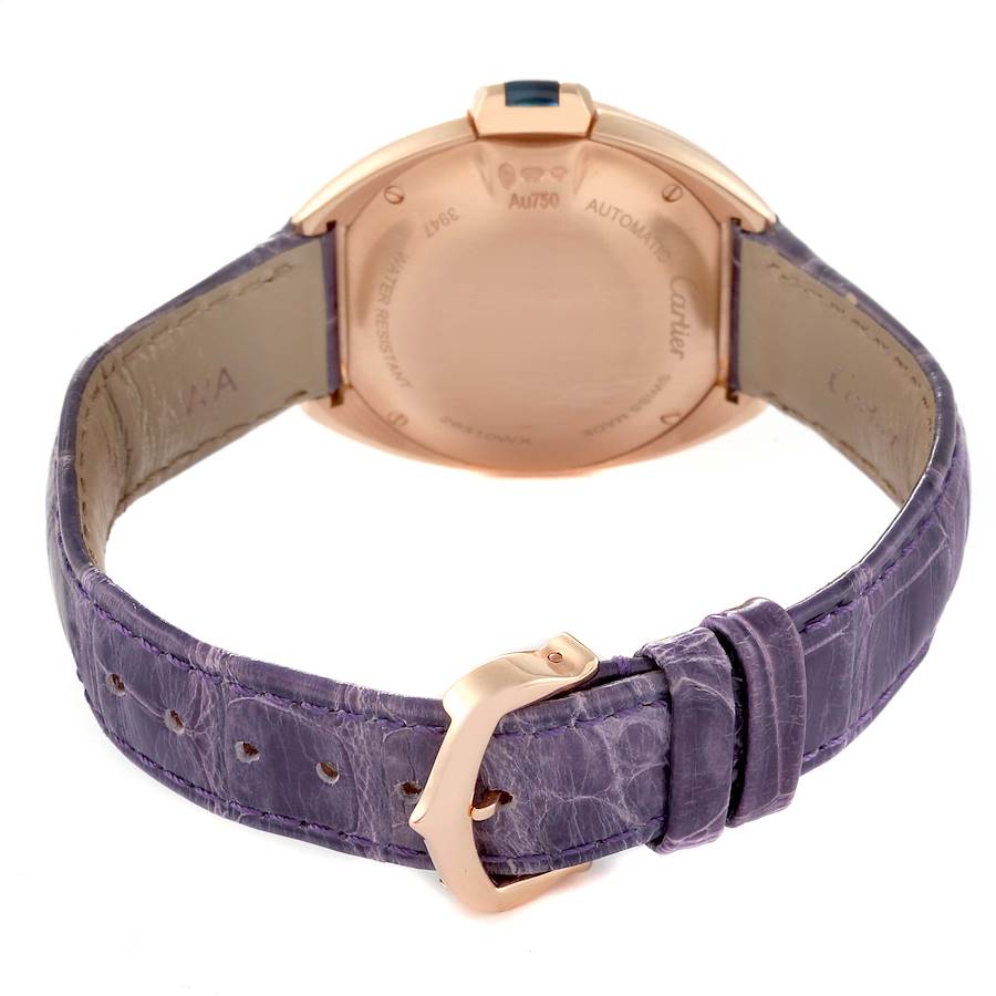 Cartier Cle Rose Gold Diamond Purple Strap Ladies Watch WJCL0031