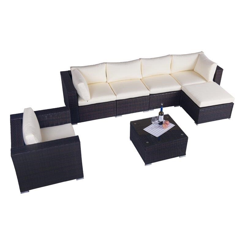 Jahala Wicker/Rattan 6 - Person Seating Group with Cushions