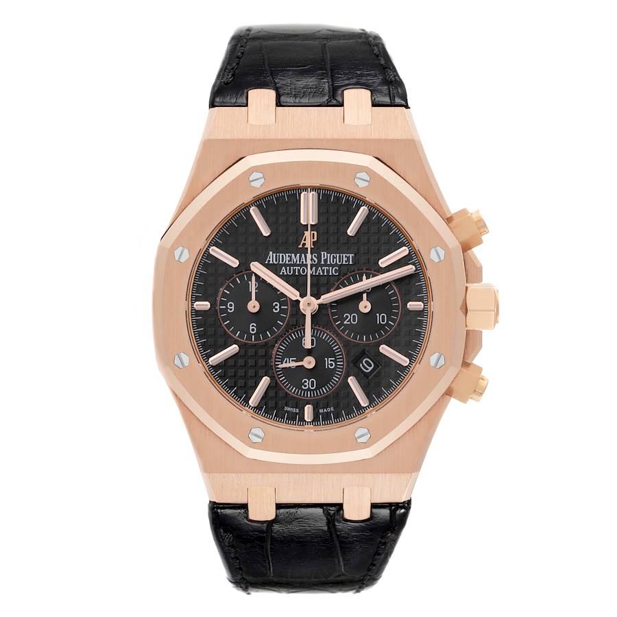 Audemars Piguet Royal Oak Rose Gold Black Dial Mens Watch 26320OR