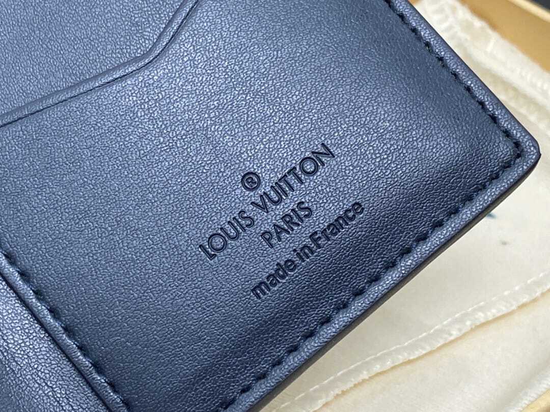 Louis Vuitton Pocket Organizer Monogram Leather Navy Blue 7Cm M83378