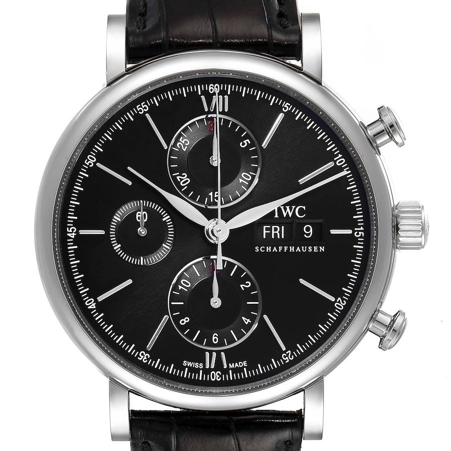 IWC Portofino Steel Black Dial Chronograph Mens Watch IW391008