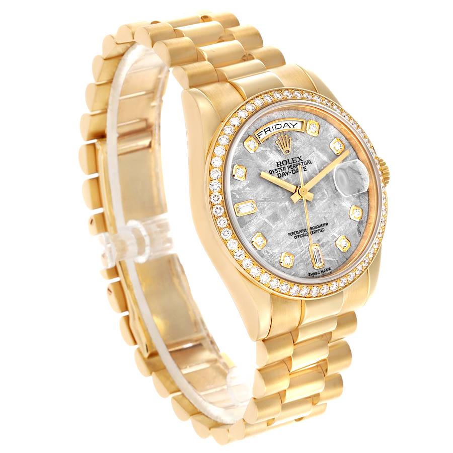 Rolex President Day Date Yellow Gold Diamond Mens Watch 118348