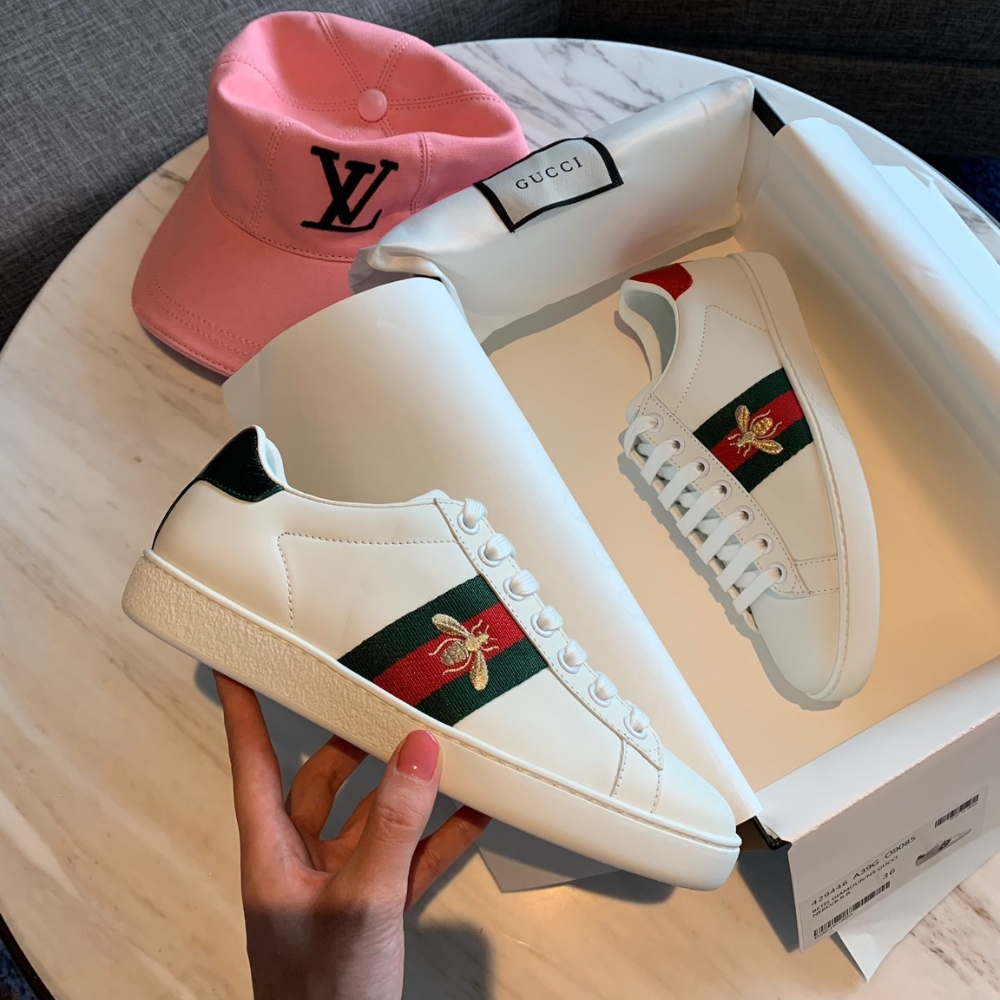 Gucci Ace Embroidered Sneaker Bee White 429446 02JP0 9064