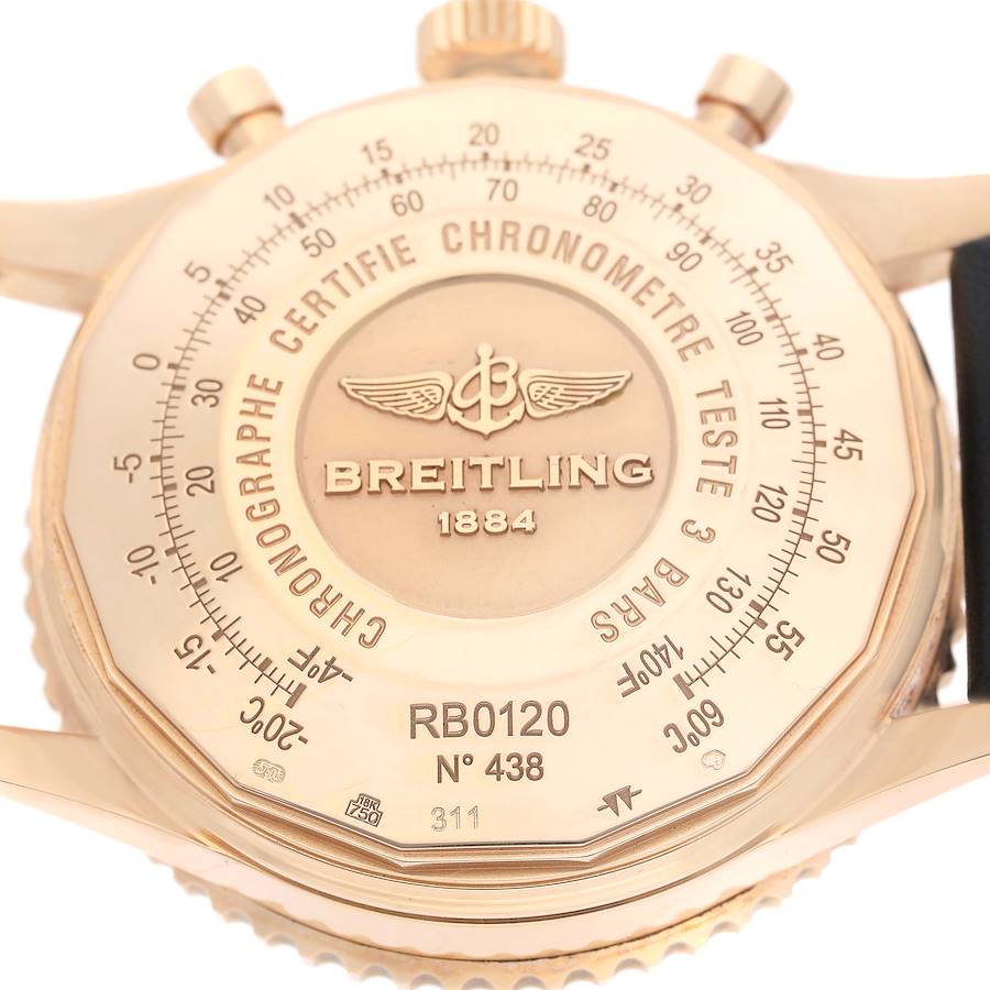 Breitling Navitimer 01 Rose Gold Black Dial Mens Watch RB0120