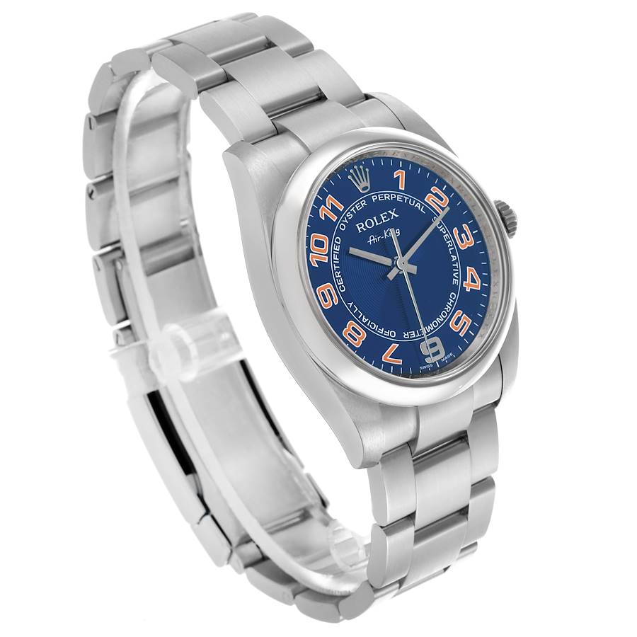 Rolex Air King Blue Concentric Dial Steel Mens Watch 114200