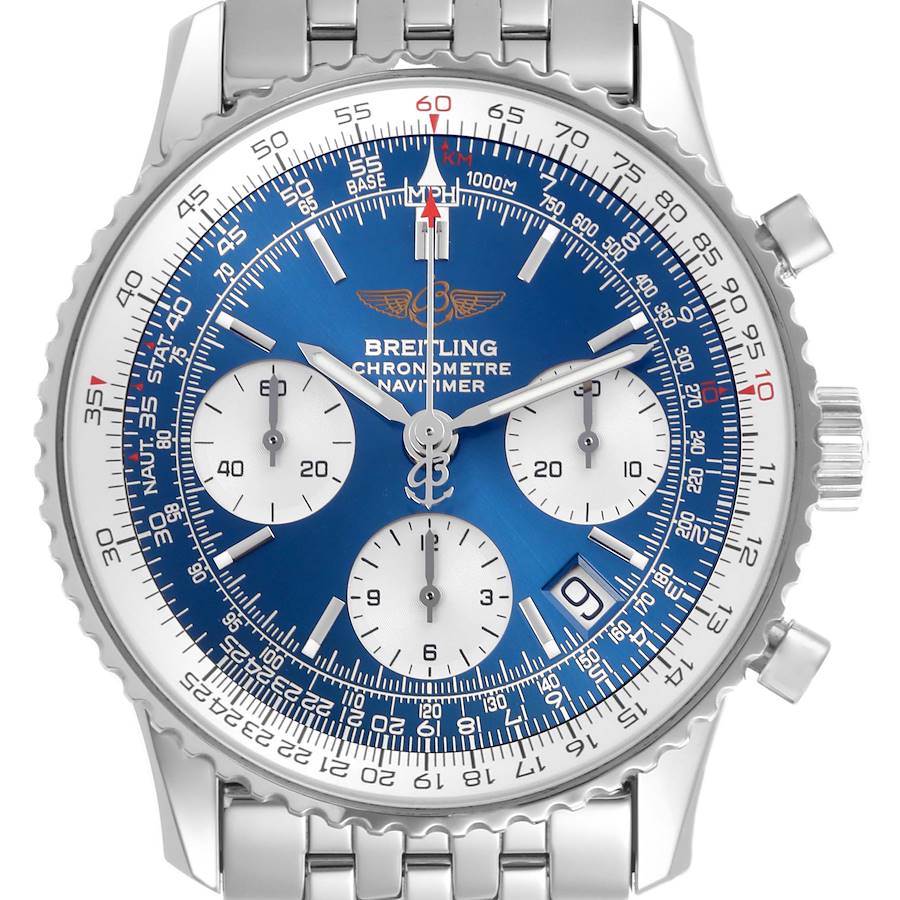 Breitling Navitimer 42mm Blue Dial Chronograph Steel Mens Watch A23322