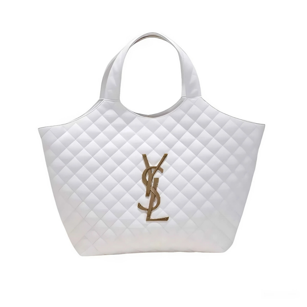 Saint Laurent Icare Maxi Shopping Bag In Quilted White 50Cm