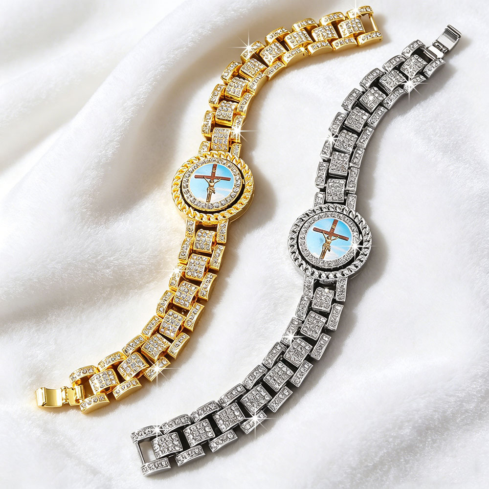 GemVibra Talismanic Rotatable Cross Bracelet for Spiritual Protection