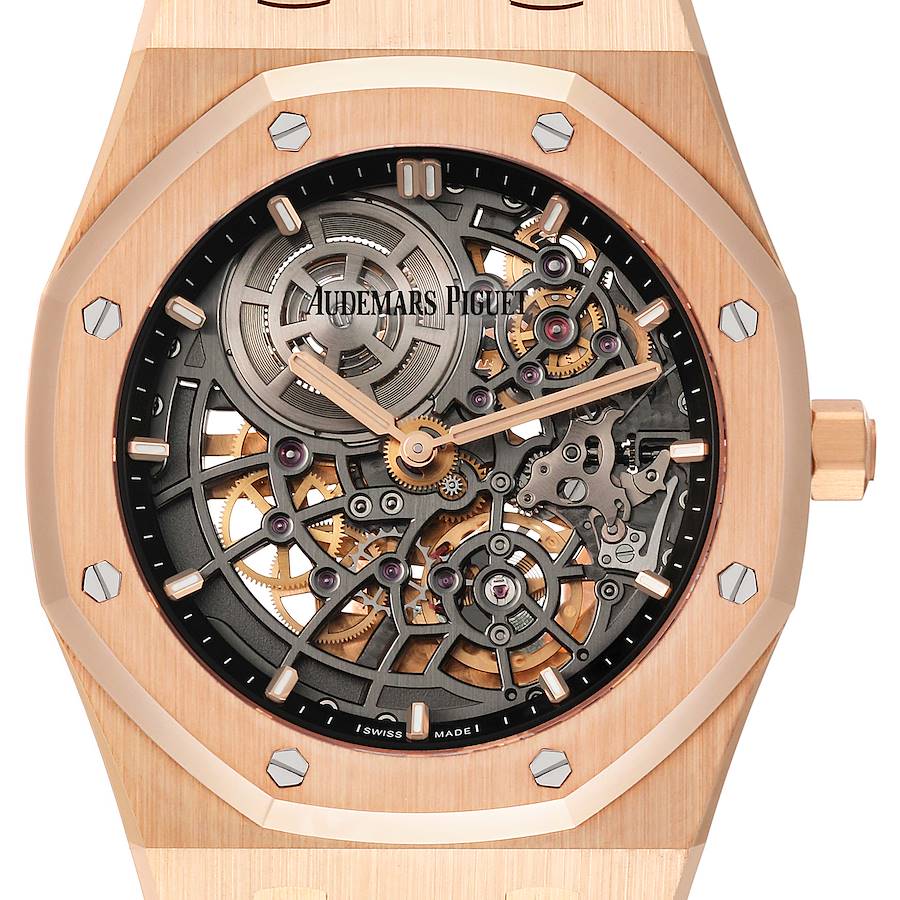 Audemars Piguet Royal Oak Jumbo Ultra -Thin Openworked 50th Anniversary Rose Gold Mens Watch 16204OR