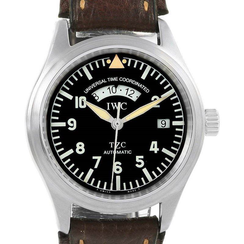 IWC TZC UTC Pilot's Black Dial Automatic Steel Mens Watch IW3251