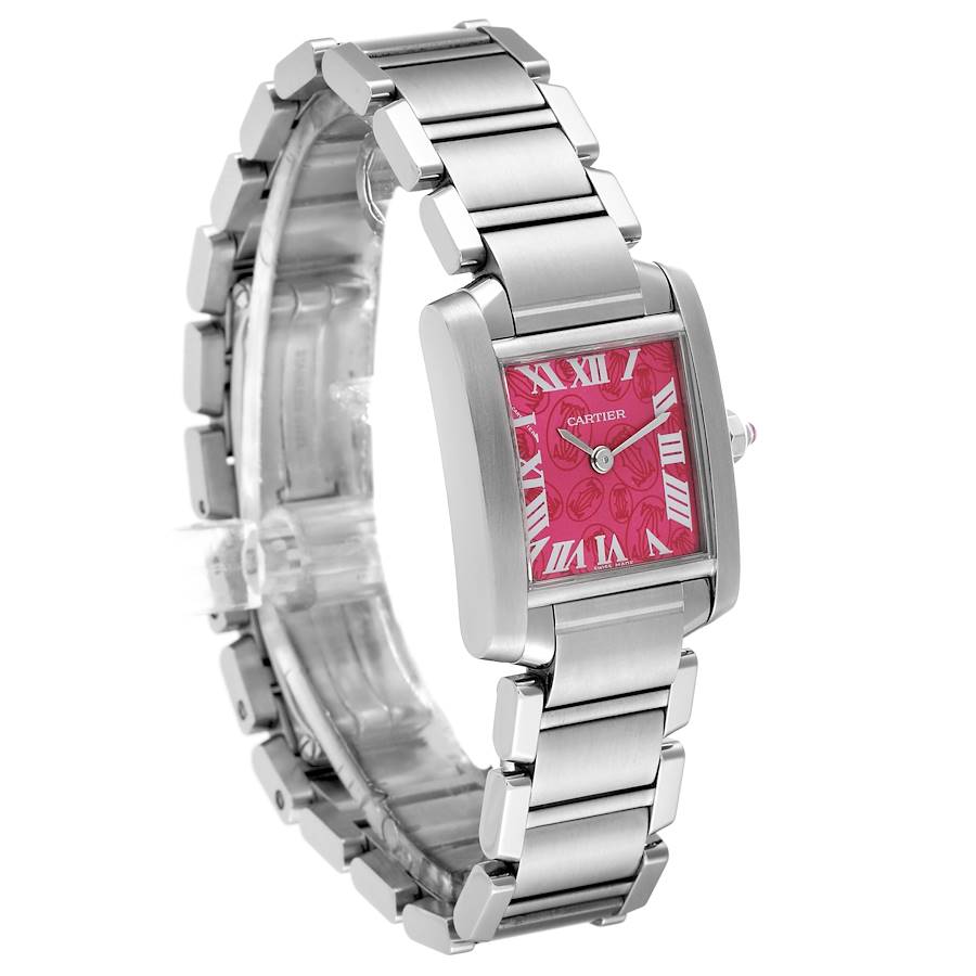 Cartier Tank Francaise Raspberry Dial Limited Edition Steel Ladies Watch W51030Q3