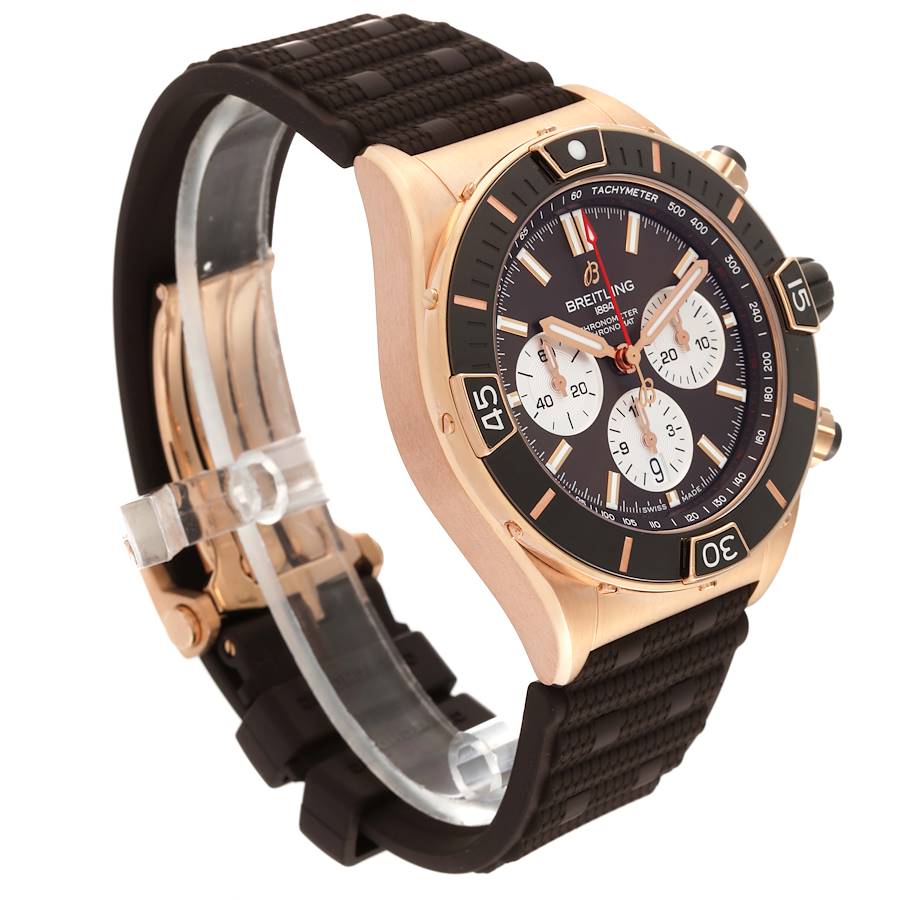 Breitling Chronomat B01 Rose Gold Brown Dial Mens Watch RB0136