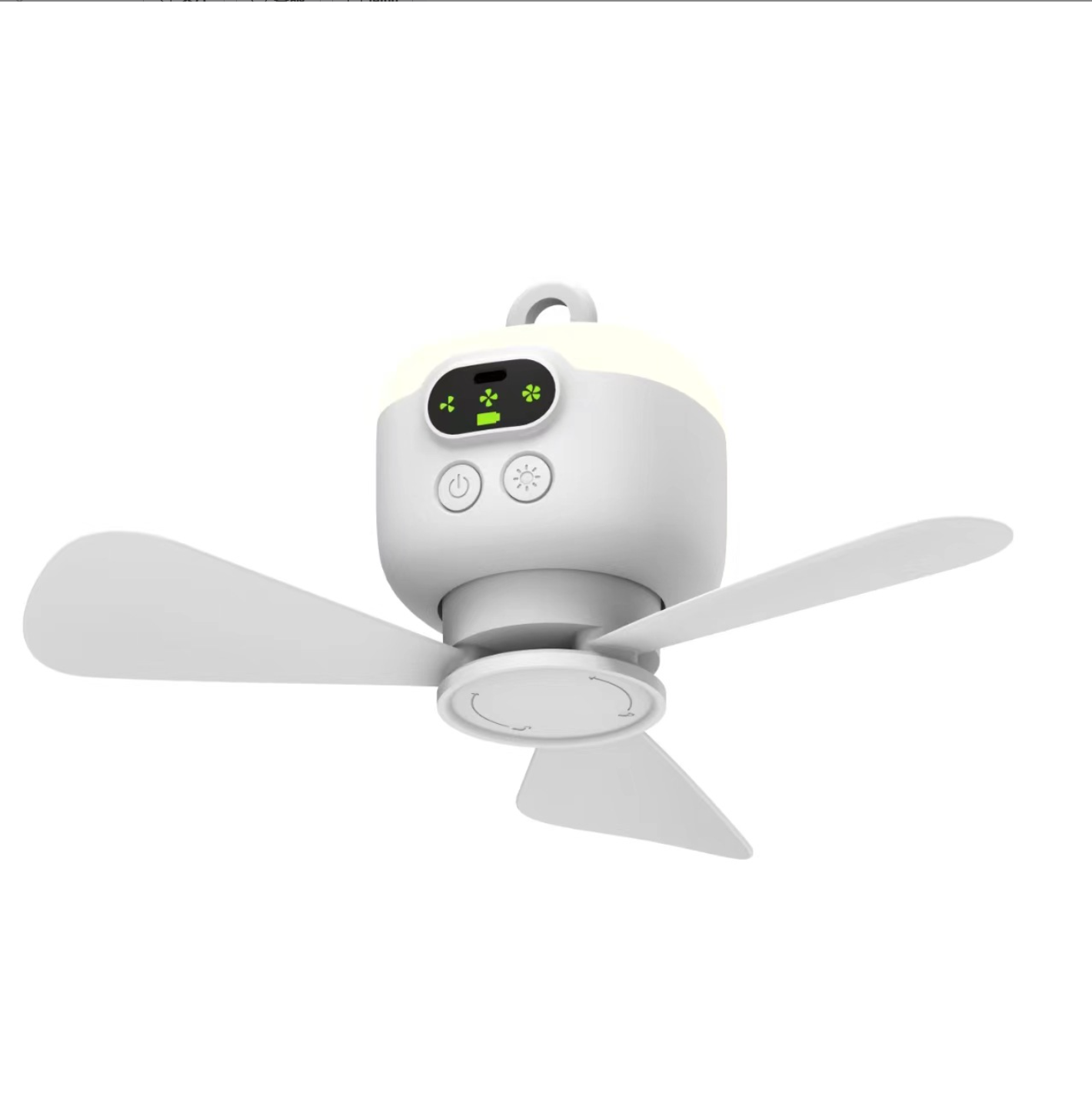 Wireless Hanging Fan with Night Light, Detachable Blades Personal Fan for Bed