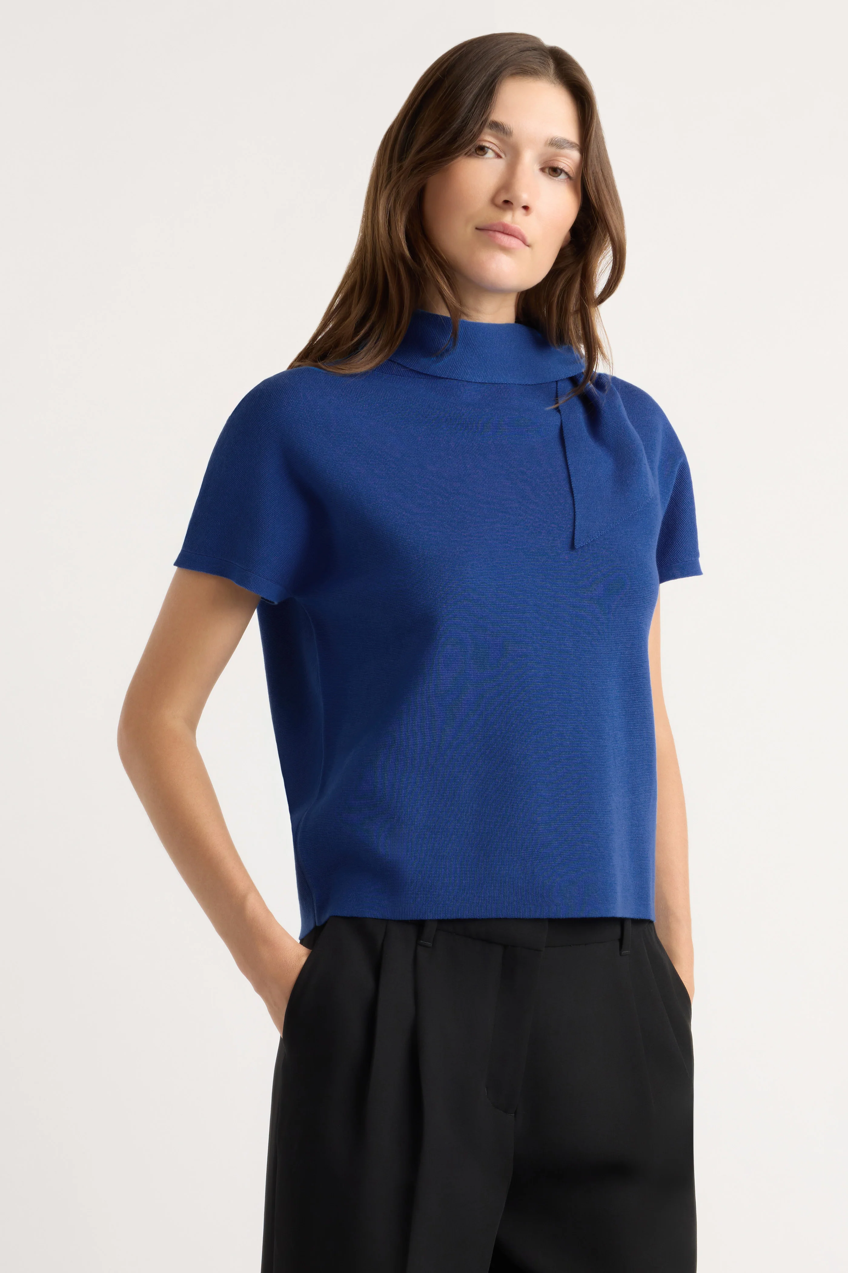 Lorinda Scarf-Neck Sweater Top
