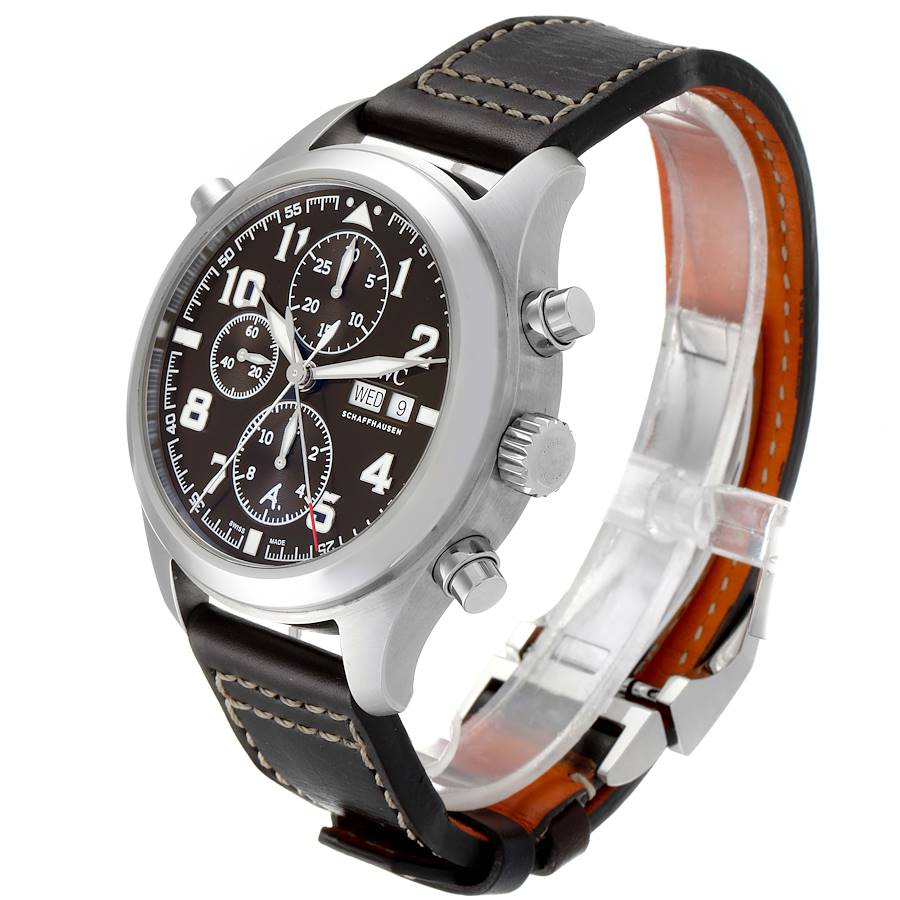 IWC Pilot Flieger Dial Rattrapante Chronograph Day Date Steel Mens Watch IW370607