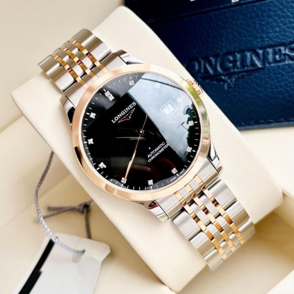 Longines Record Black Demi Rose 40mm L2.821.5.57.7