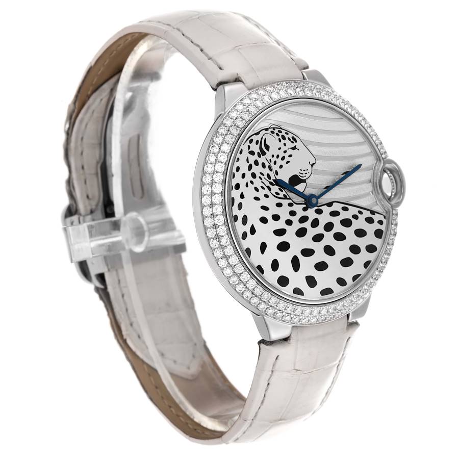 Cartier Ballon Bleu Panthere Motif Limited Edition White Gold Diamond Watch HPI00478