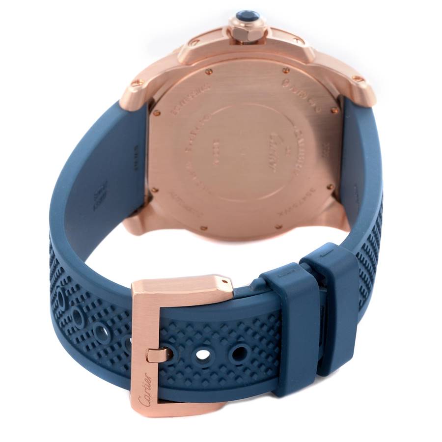 Cartier Calibre Rose Gold Blue Dial Automatic Mens Watch WGCA0010