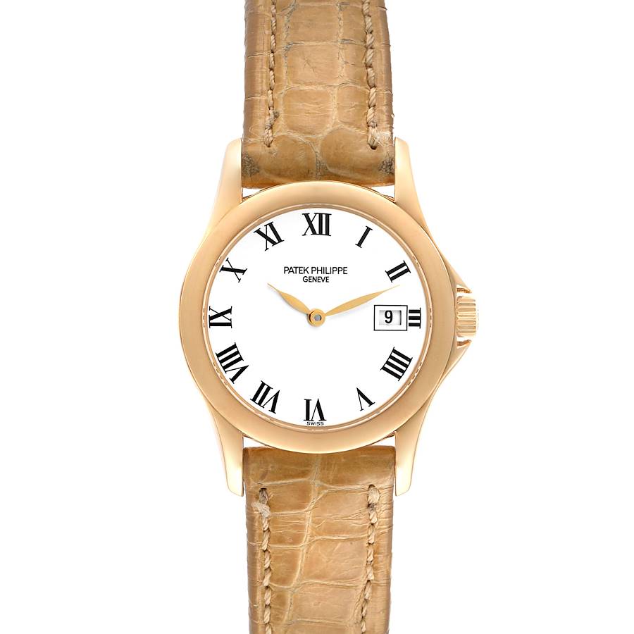 Patek Philippe Calatrava 18k Yellow Gold White Dial Ladies Watch 4906